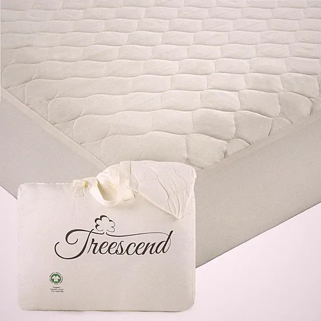 100% Cotton Organic Mattress Protector | Breathable & Noiseless King, Ivory