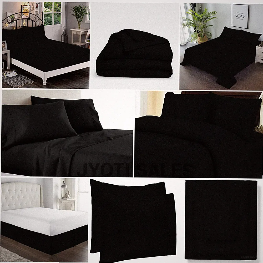 100% Egyptian Cotton 1000 Thread Count Black Solid Select Sheets OR Duvet Covers