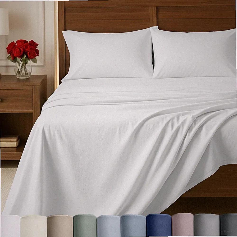 100% Egyptian Cotton Bed Sheets Queen Size Set - Certified Authentic Luxury D...