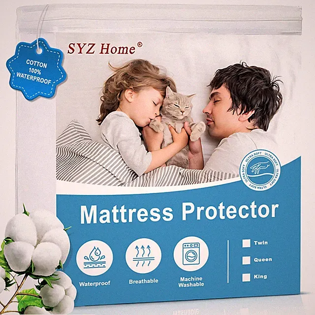 100% Waterproof Mattress Cotton white Protector , Stretchable Queen Size .