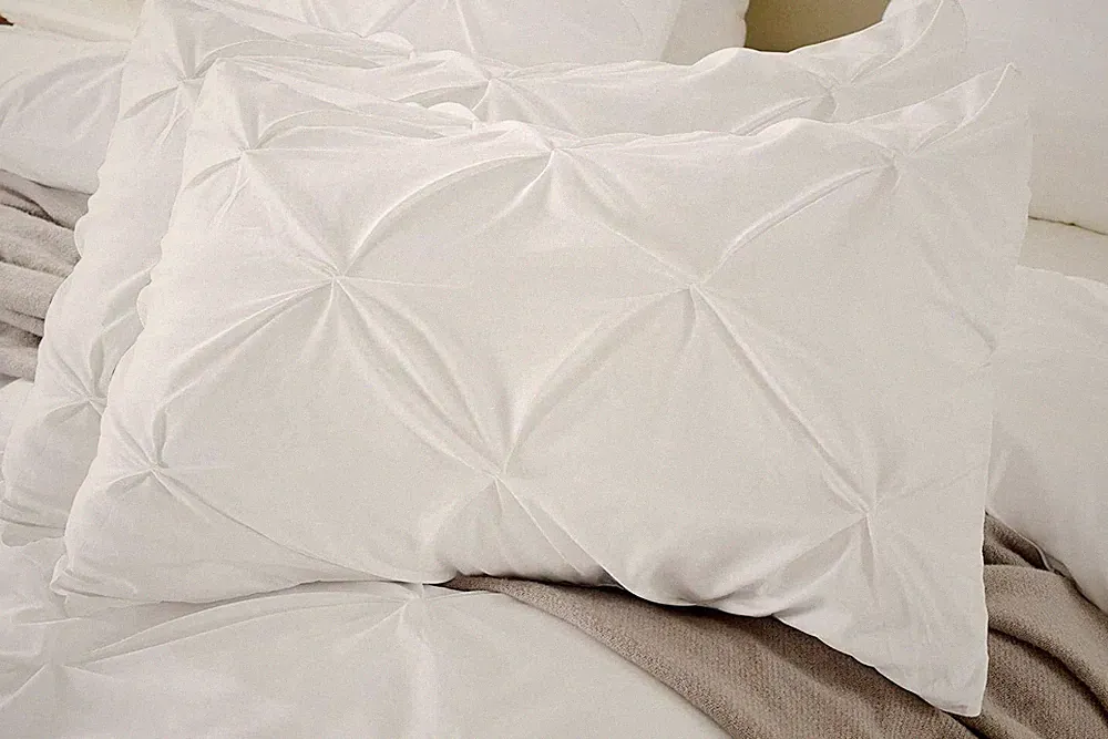 2 Pack King Size White Pinch Pleated Pillow Shams 100% Egyptian Cotton 600TC