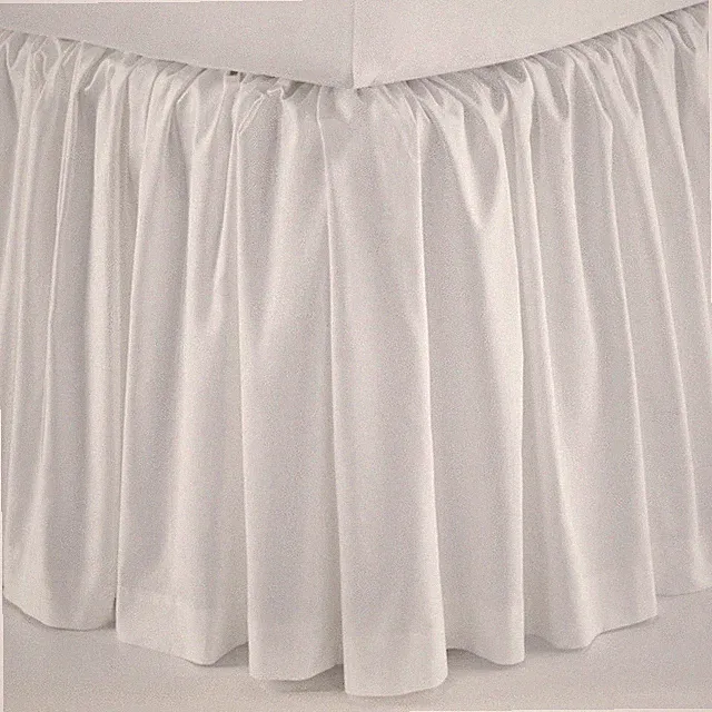 3 Sided White Solid, Dust Ruffled Bed Skirt, Open Corner 700 TC Egyptian Cotton