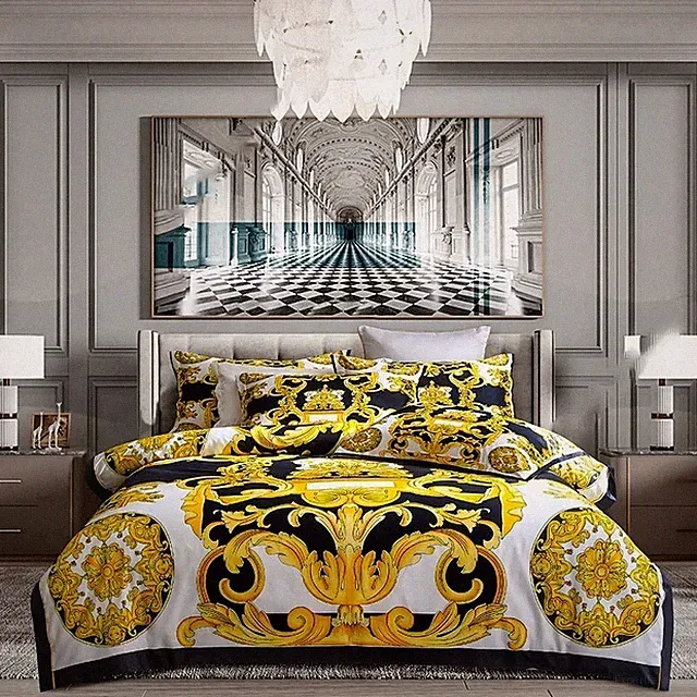 Designer Luxurious Egyptian Cotton Quilt Doona Cover 4p Comforter Bed Set