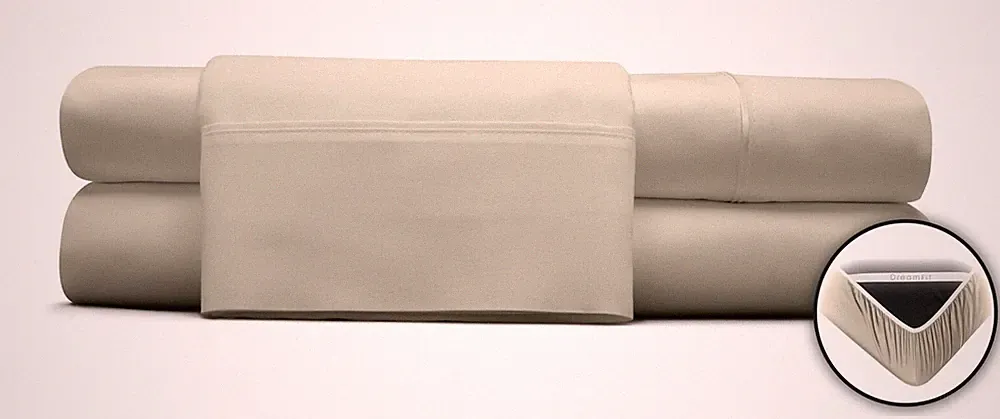 DreamFit DreamCool 100% Egyptian Cotton Cooling Bed Sheets Set with Elastic C...