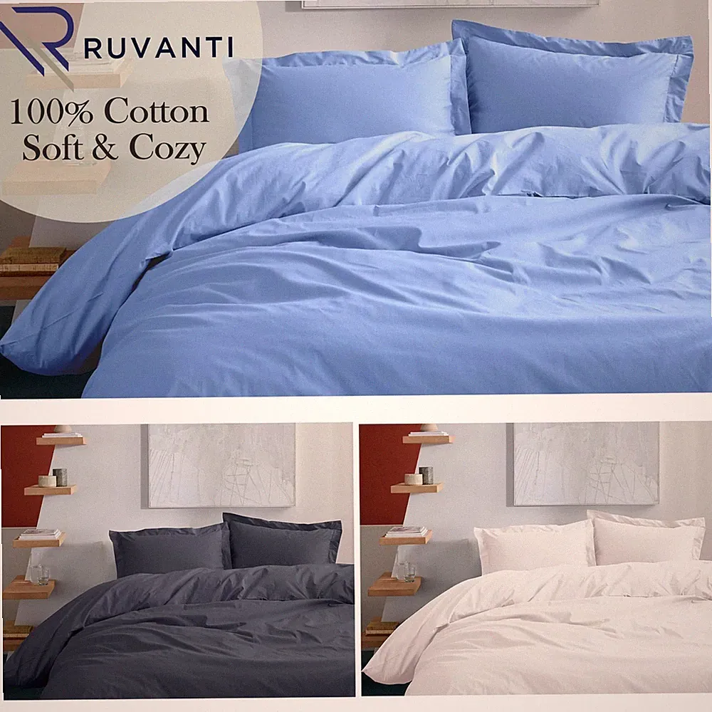 Duvet Cover 3 Pcs 100% Cotton Set Ultra Soft Duvet Bedding Sets Queen King Size