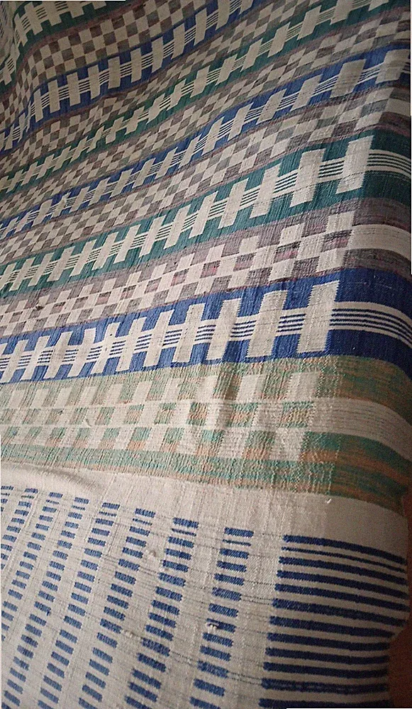 Egyptian Cotton Bedspread-Coverlet Patterned in Stripes 64"W X 88"L