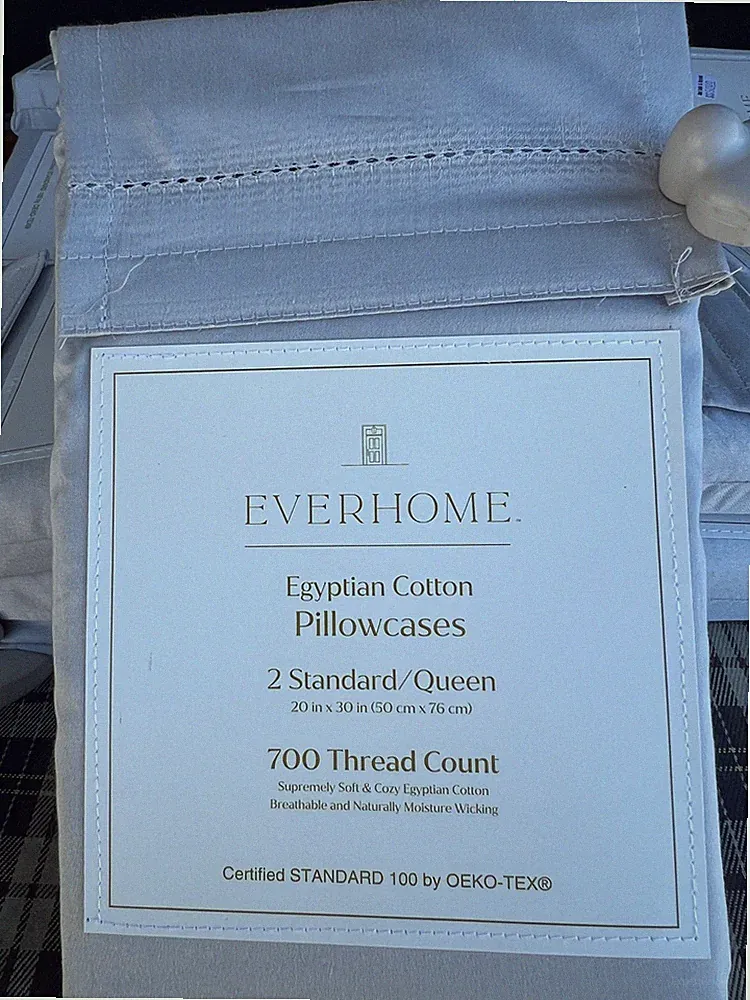 Everhome Egyptian Cotton Pillowcases 2 Standard/queen 700 Thread Count Gray