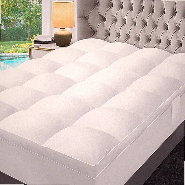Extra Thick Mattress Topper Feather Cotton Plush Fluffy Pillowtop Luxury Bed Pad