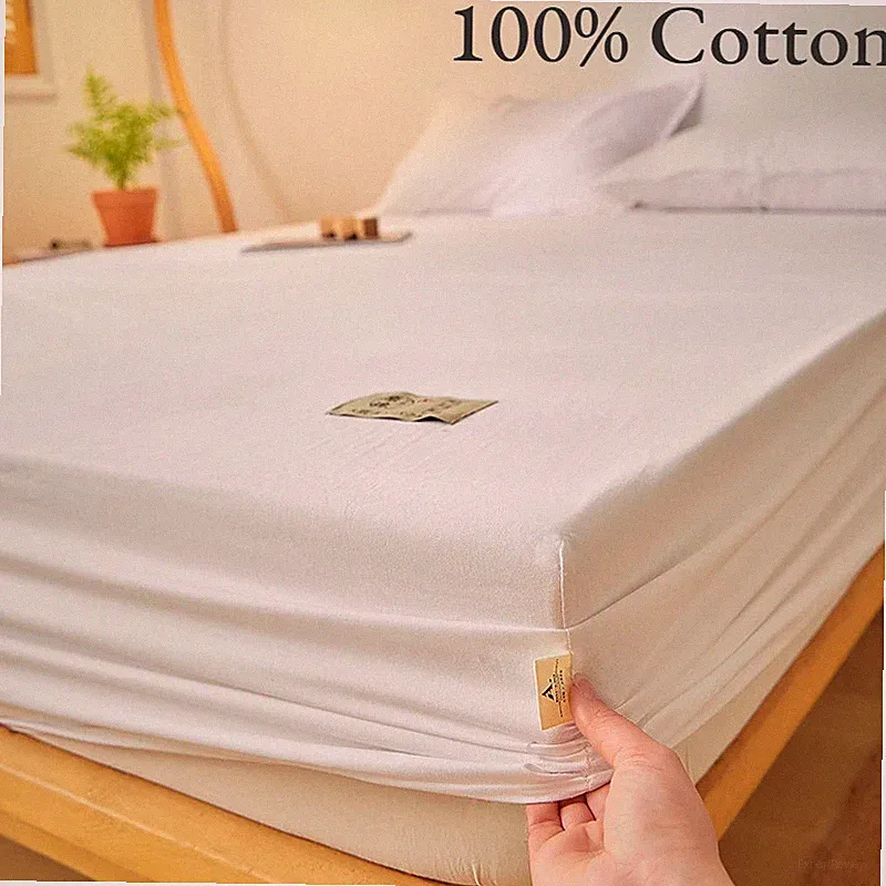 Fitted Bed Sheet Luxury Egyptian Pure Cotton Mattress Cover Bedspreads Elastic