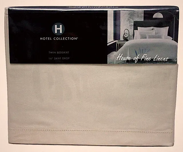 Hotel Collection Solid 600 Thread Count Egyptian Cotton Twin Bedskirt Ivory NEW