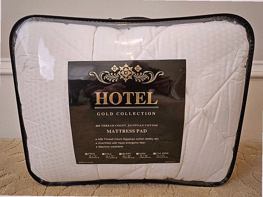 HOTEL TWIN MATTRESS PAD Gold Egyptian Cotton Hypoallergenic 400 Thread Count NEW