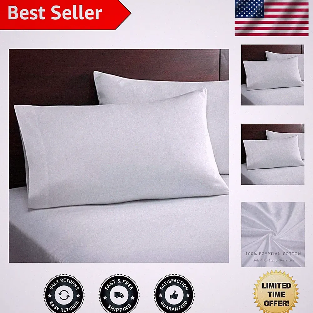 Luxurious 2-Piece Egyptian Cotton Queen Pillowcases – 600 Thread Count White