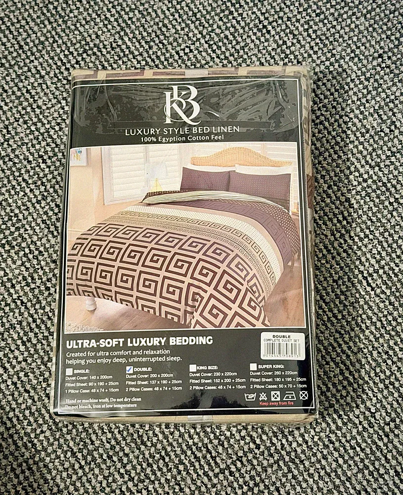Luxury Egyptian Cotton Feel Double Duvet Cover Set Ultra-Soft Bedding Brown