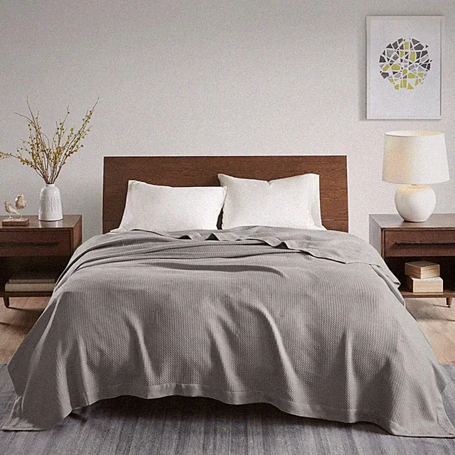Madison Park Cotton Luxury Blanket Soft Cozy 100%Egyptian Cotton Gray