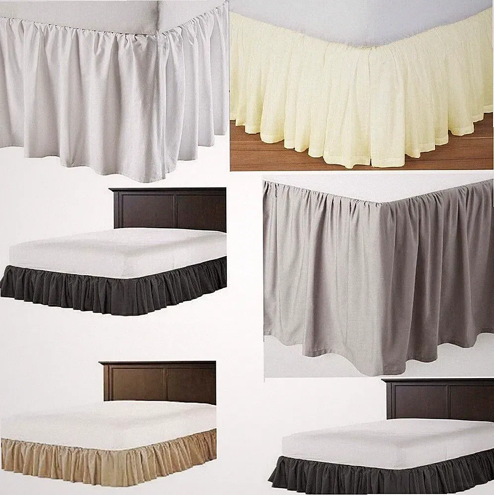Ruffle Bed Skirt Split Corner - Solid Egyptian Cotton 625 TC - Drop 21" to 25"