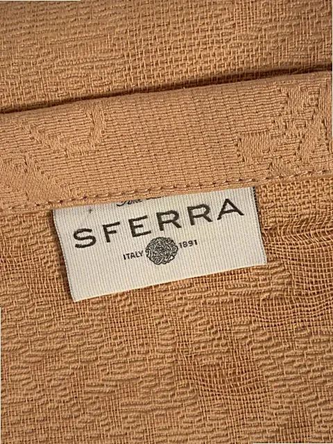 SFERRA Egyptian Cotton Queen Size Matelassé Quilt Cover Peach Ribbons & Bows