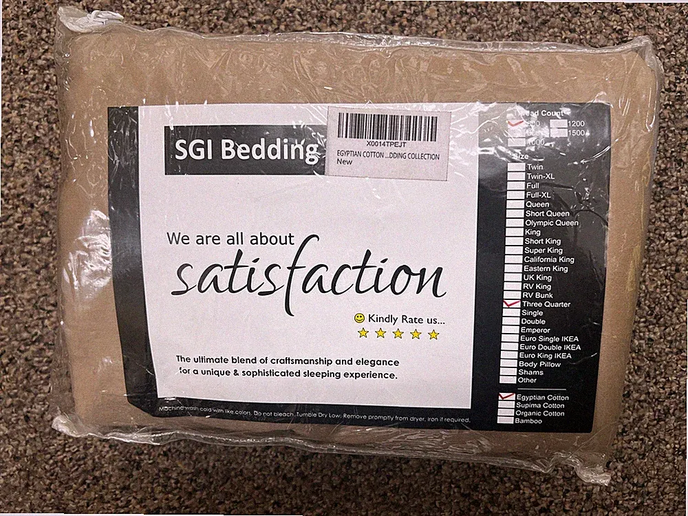 SGI Bedding Egyptian Cotton 600 TC Sheet Set 4 Pc Size Three Quarter Brown