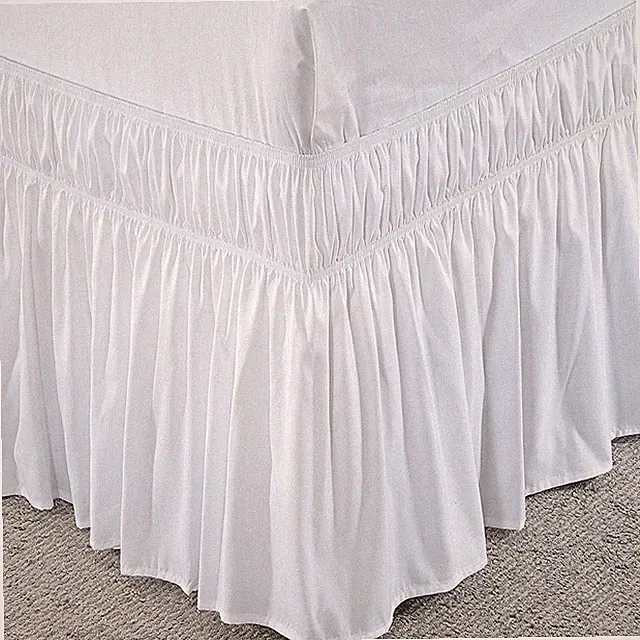 Wrap Around Ruffle Bed Skirt 700 TC Egyptian Cotton Solid White All Size Drop